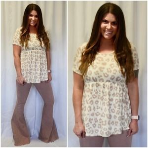 Blush Leopard Animal Print Babydoll Top